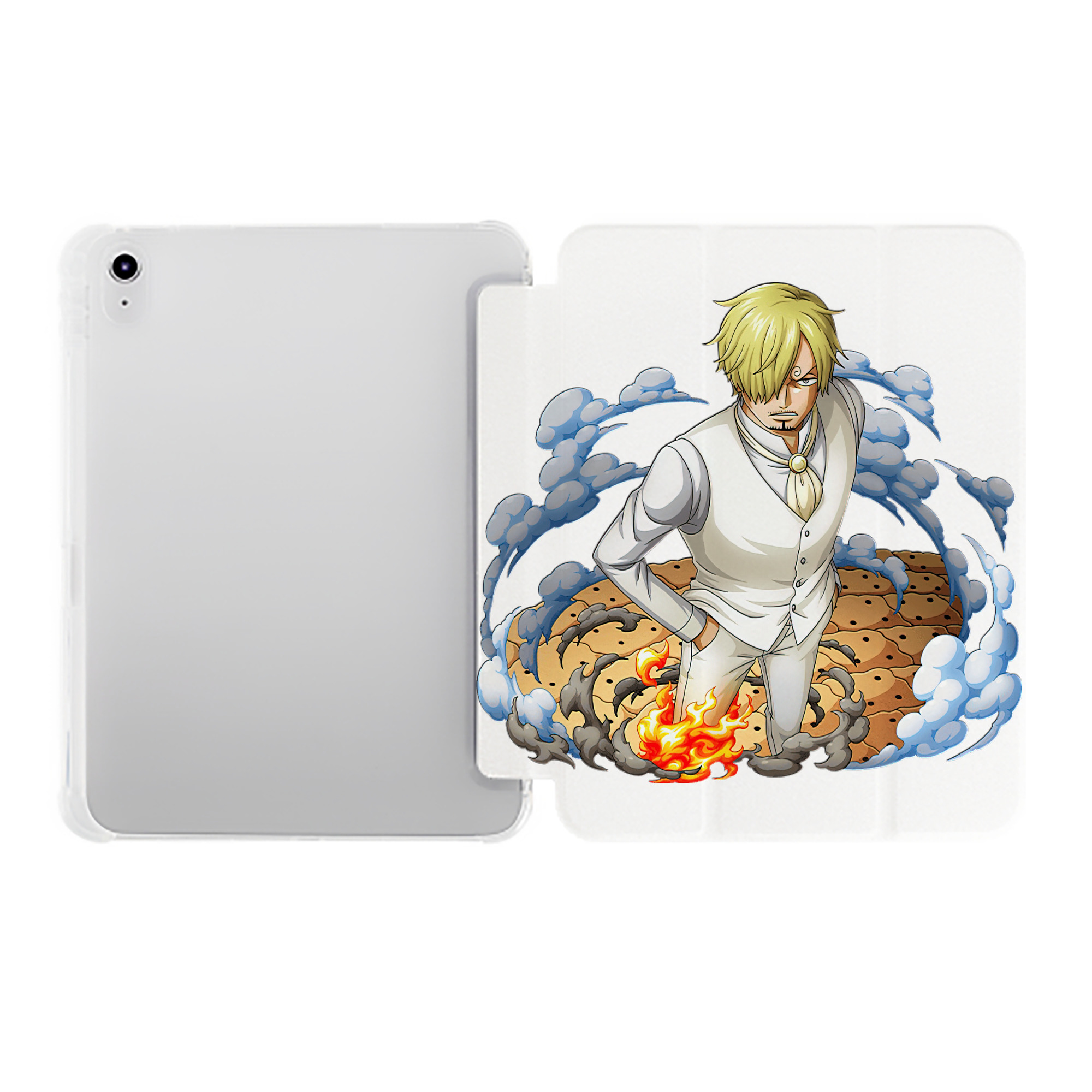 （画像用） ワンピース サンジ ONE PIECE Sanji IPad ケース ペン収納付き 三つ折りスタンド PUレザー×シリコン 対応機種9.5/10.5/10.9インチ